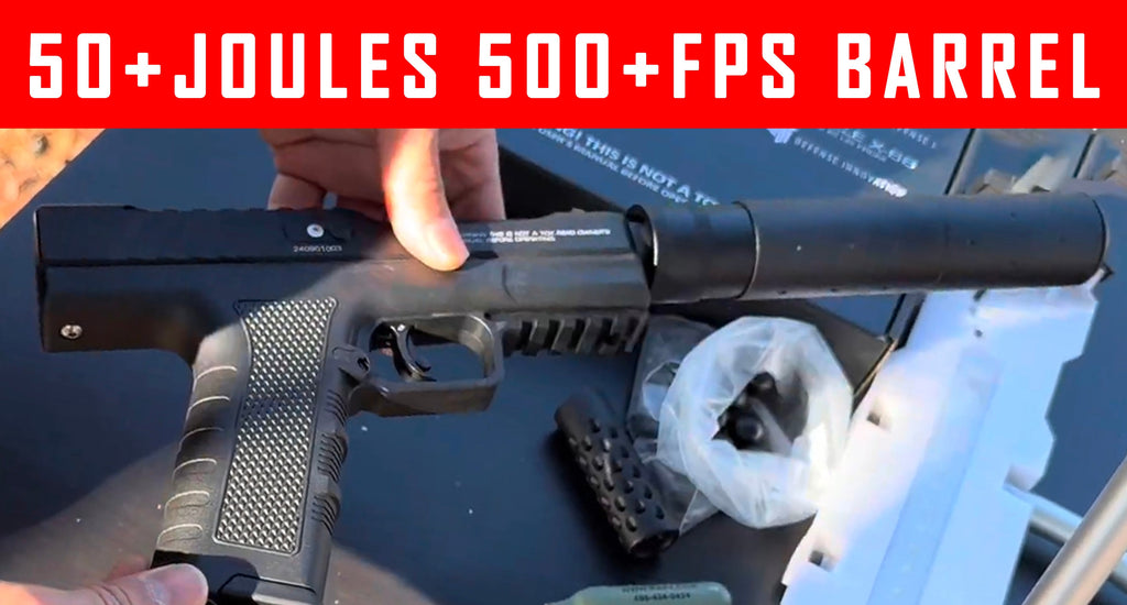 VIDEO: Shooting 50+Joules 500+FPS Pistelle Defense Pistol Barrel Kit