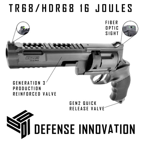 HDR68 TR68 16 Joules 360FPS+ Defense Revolver Generation 3 Reinforced Valve Gen2 Quick Air (.68 Cal)
