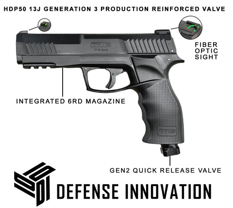 HDP TP50 13 Joules 480FPS+ Generation 3 Production Reinforced Valve With Gen2 Quick Air Release Valve Home Defense Pistol (.50 Cal)