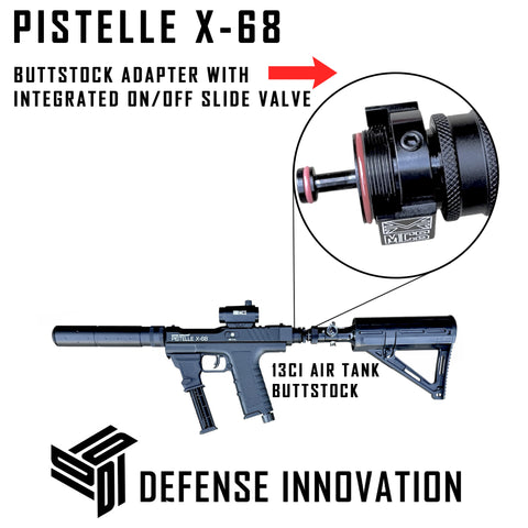 Max Power Pistelle X-68 Buttstock With Emergency Defense Integrated On/Off Slide Valve Adapter (Estimated Shipping Date 11-29-2025)