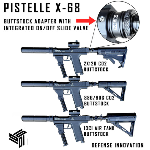 Max Power Pistelle X-68 Buttstock With Integrated On/Off Slide Valve Adapter (Estimated Shipping Date 11-29-2025)